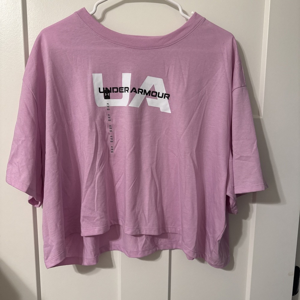 Under Armour Women's UA Campus Boxy Crop Short Sleeve T-Shirt Size XL Purple